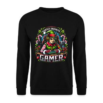 Noël Elf Gaming Noël Gamer - Sweat-shirt Unisexe - noir - Devant - Alina (178cm) & Michal (187cm)