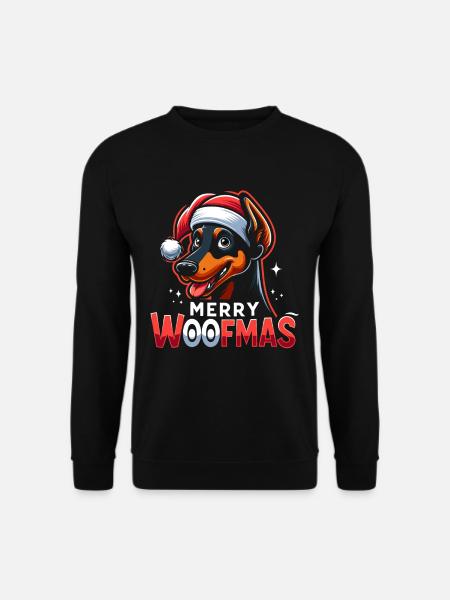 Chien de Noël Merry Woofmas Noël Doberman - Sweat-shirt Unisexe - noir