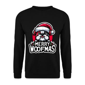 Chien de Noël Merry Woofmas Bouledogue de Noël - Sweat-shirt Unisexe - noir - Devant - Alina (178cm) & Michal (187cm)