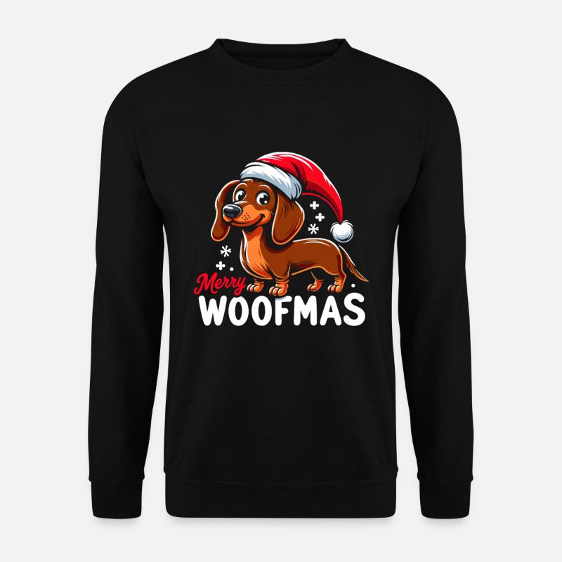 Weihnachtshund Merry Woofmas Weihnachtsdackel - Unisex Pullover - Schwarz