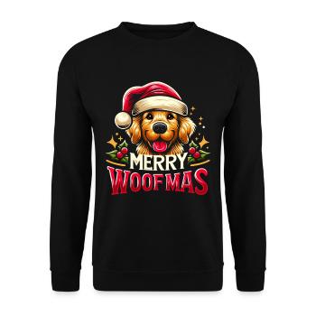 Chien de Noël Merry Woofmas Noël Doré - Sweat-shirt Unisexe - noir - Devant - Alina (178cm) & Michal (187cm)