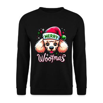 Caniche de Noël du chien de Noël Merry Woofma - Sweat-shirt Unisexe - noir - Devant - Alina (178cm) & Michal (187cm)