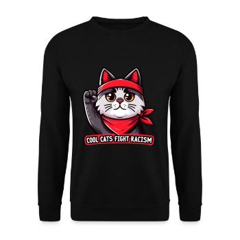 Cats fight against racism anti-racism - Unisex Sweatshirt - black - Front - Alina (178cm) & Michal (187cm)