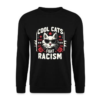 Katzen Bekämpfen Rassismus Antirassismus - Unisex Pullover - Schwarz - Vorne - Alina (178cm) & Michal (187cm)