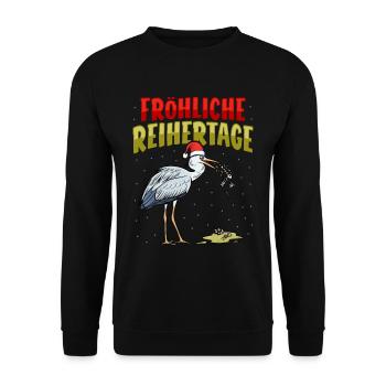 Cigogne de Noël vomir Happy Heron Days - Sweat-shirt Unisexe - noir - Devant - Alina (178cm) & Michal (187cm)