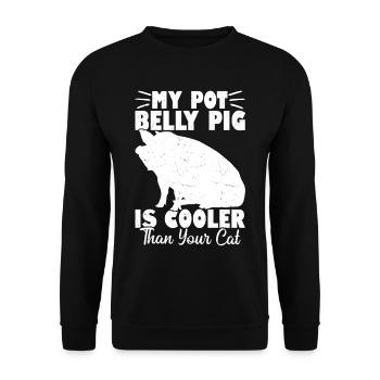 Pig Domestic Pig Poop-bellied Pig - Unisex Sweatshirt - black - Front - Alina (178cm) & Michal (187cm)