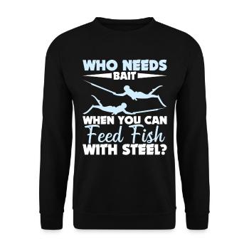 Underwater Hunting, Speargun, Diver, Spearfishing - Unisex Sweatshirt - black - Front - Alina (178cm) & Michal (187cm)