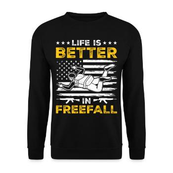 Fallschirm Militär Fallschirmspringen - Unisex Pullover - Schwarz - Vorne - Alina (178cm) & Michal (187cm)