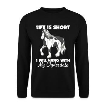 Draught Horse Lovers Giant Horse Breed Clydesdale - Unisex Sweatshirt - black - Front - Alina (178cm) & Michal (187cm)