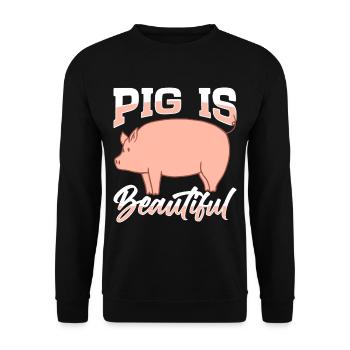 Pig Domestic Pig Poop-bellied Pig - Unisex Sweatshirt - black - Front - Alina (178cm) & Michal (187cm)