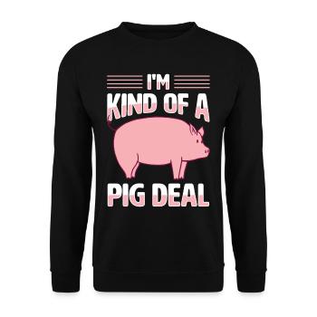 Pig Domestic Pig Poop-bellied Pig - Unisex Sweatshirt - black - Front - Alina (178cm) & Michal (187cm)
