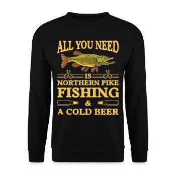 Fisherman Fisherman Fisherman Nordic Pike - Unisex Sweatshirt - black - Front - Alina (178cm) & Michal (187cm)
