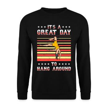 Circus, Aerial Silks, Aeralist, Acrobatics, Trapeze - Unisex Sweatshirt - black - Front - Alina (178cm) & Michal (187cm)