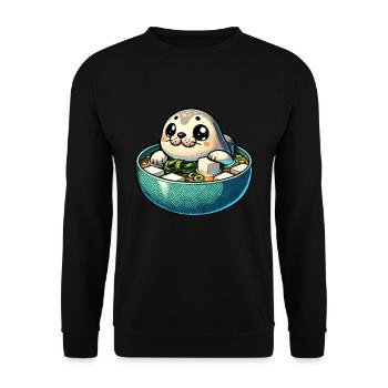 Sea Animal, Sea Animal, Ocean, Miso, Soup, Seal - Unisex Sweatshirt - black - Front - Alina (178cm) & Michal (187cm)
