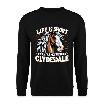 Draught Horse Lovers Giant Horse Breed Clydesdale - Unisex Sweatshirt - black - Front - Alina (178cm) & Michal (187cm)