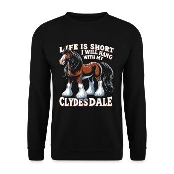 Draught Horse Lovers Giant Horse Breed Clydesdale - Unisex Sweatshirt - black - Front - Alina (178cm) & Michal (187cm)