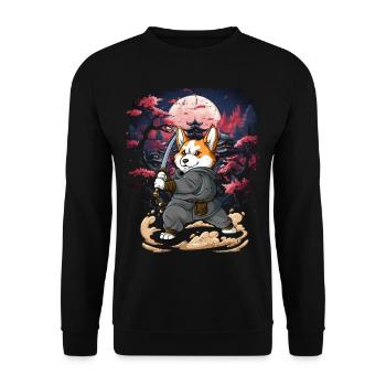 Samurai Corgi - Unisex Sweatshirt - black - Front - Alina (178cm) & Michal (187cm)