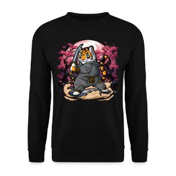 Samurai tiger - Unisex Sweatshirt - black - Front - Alina (178cm) & Michal (187cm)