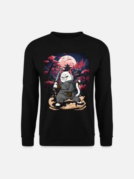 Samurai Katze - Unisex Pullover - Schwarz