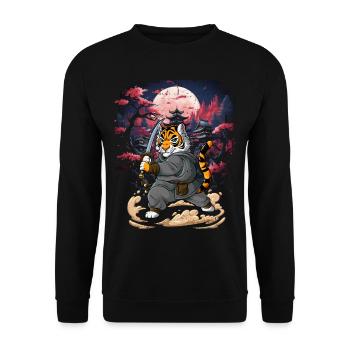 Samurai Tiger - Unisex Sweatshirt - black - Front - Alina (178cm) & Michal (187cm)