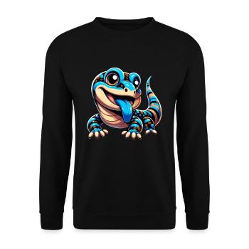 Eidechsensammler Reptilienliebhaber - Unisex Pullover - Schwarz - Vorne - Alina (178cm) & Michal (187cm)
