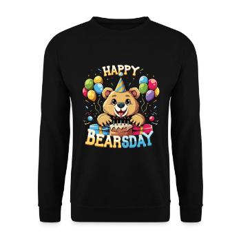 Bear Lover Bday Celebrant Alles Gute Zum - Unisex Pullover - Schwarz - Vorne - Alina (178cm) & Michal (187cm)