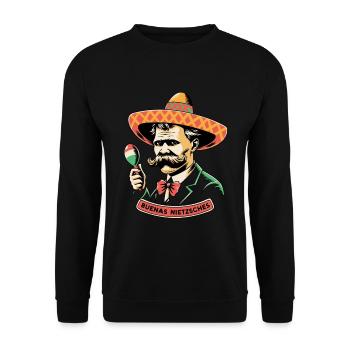 Philosophe Nietzsche Sombrero mexicain Buenas - Sweat-shirt Unisexe - noir - Devant - Alina (178cm) & Michal (187cm)
