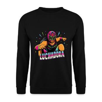 Mexikanischer Wrestling Wrestler Lucha Libre Maske - Unisex Pullover - Schwarz - Vorne - Alina (178cm) & Michal (187cm)