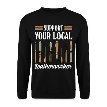 Leatherwork, Stamping, Craftsman, Leatherworker - Unisex Sweatshirt - black - Front - Alina (178cm) & Michal (187cm)