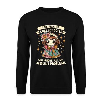 Puppenliebhaber Sammlerstück Porzellan Antike - Unisex Pullover - Schwarz - Vorne - Alina (178cm) & Michal (187cm)