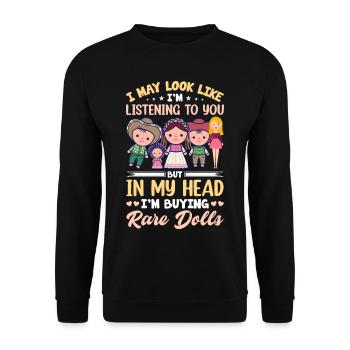 Collectible Doll Porcelain Doll Antique - Unisex Sweatshirt - black - Front - Alina (178cm) & Michal (187cm)