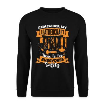 Lederarbeiten Lederarbeiter Stanzarbeiten Handwerk - Unisex Pullover - Schwarz - Vorne - Alina (178cm) & Michal (187cm)