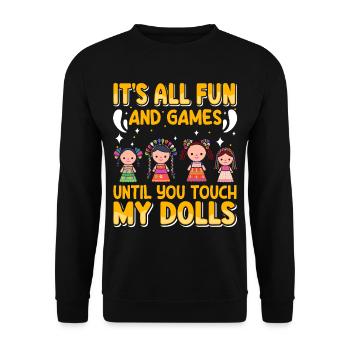 Collectible Doll Porcelain Doll Antique - Unisex Sweatshirt - black - Front - Alina (178cm) & Michal (187cm)