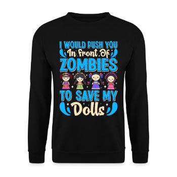 Collectible Doll Porcelain Doll Antique - Unisex Sweatshirt - black - Front - Alina (178cm) & Michal (187cm)