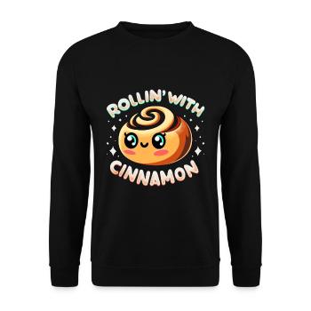 Boulanger brioche à la cannelle - Sweat-shirt Unisexe - noir - Devant - Alina (178cm) & Michal (187cm)