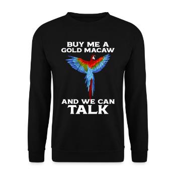 Blau-gold-ara Ornithologe Enthusiast Geschenk - Unisex Pullover - Schwarz - Vorne - Alina (178cm) & Michal (187cm)