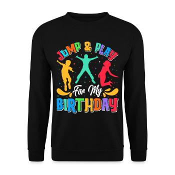 Trampolin Geburtstagsparty - Unisex Pullover - Schwarz - Vorne - Alina (178cm) & Michal (187cm)