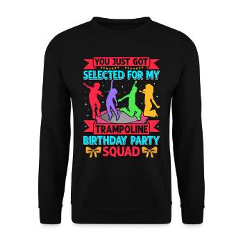 Trampolin Geburtstagsparty - Unisex Pullover - Schwarz - Vorne - Alina (178cm) & Michal (187cm)
