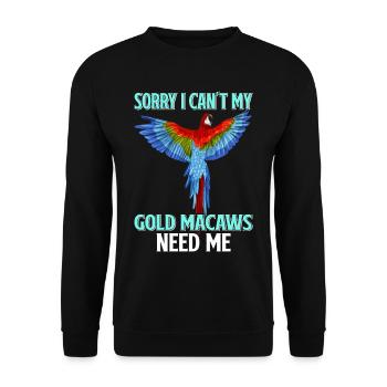 Gold Ara Ornithologe Enthusiast Geschenk - Unisex Pullover - Schwarz - Vorne - Alina (178cm) & Michal (187cm)