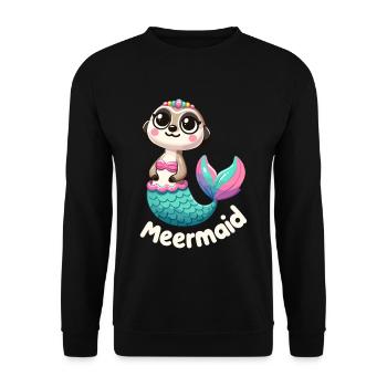 Meerkat Mermaid Fantasy - Unisex Sweatshirt - black - Front - Alina (178cm) & Michal (187cm)