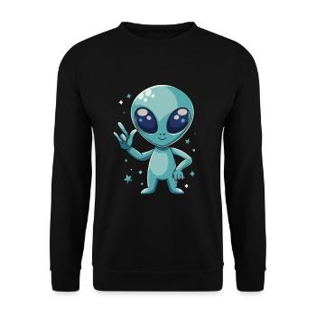 ILY Cat ASL Hand Gesture Deaf Hearing Loss - Unisex Sweatshirt - black - Front - Alina (178cm) & Michal (187cm)