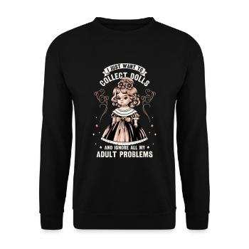 Collectible Doll Porcelain Doll Antique - Unisex Sweatshirt - black - Front - Alina (178cm) & Michal (187cm)