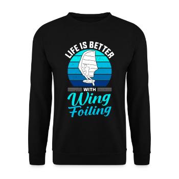 Wingsurfing Foil Wing Wing Boarding Wing Foiling - Unisex Sweatshirt - black - Front - Alina (178cm) & Michal (187cm)