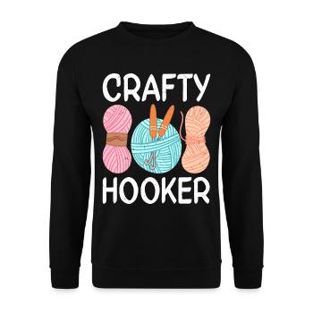 Crochet Lover Funny Loop & Hook Design - Unisex Pullover - Schwarz - Vorne - Alina (178cm) & Michal (187cm)