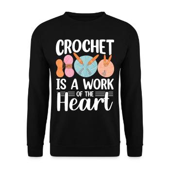 Crochet Lover Funny Loop & Hook Design - Unisex Pullover - Schwarz - Vorne - Alina (178cm) & Michal (187cm)