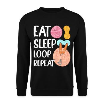 Crochet Lover Funny Loop & Hook Design - Unisex Pullover - Schwarz - Vorne - Alina (178cm) & Michal (187cm)