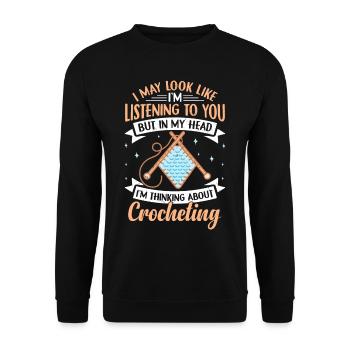 Lustiges Häkeln Design - Unisex Pullover - Schwarz - Vorne - Alina (178cm) & Michal (187cm)