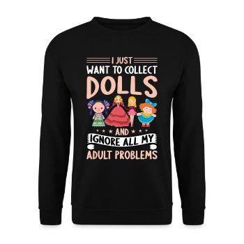 Collectible Doll Porcelain Doll Antique - Unisex Sweatshirt - black - Front - Alina (178cm) & Michal (187cm)
