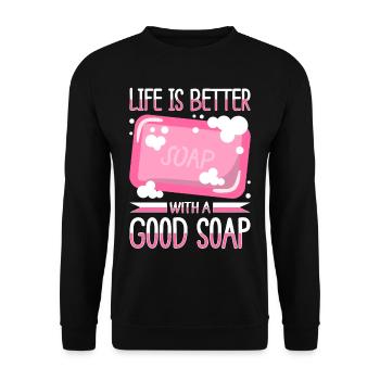 Savon Savon de bain Savon naturel - Sweat-shirt Unisexe - noir - Devant - Alina (178cm) & Michal (187cm)