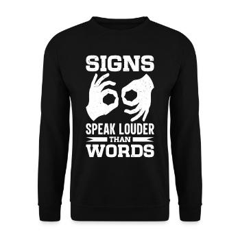 Deaf-mute sign language - Unisex Sweatshirt - black - Front - Alina (178cm) & Michal (187cm)